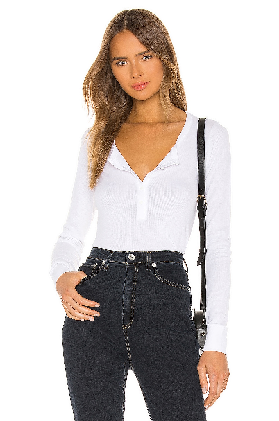 RIB HENLEY TOP / MILK main image 0