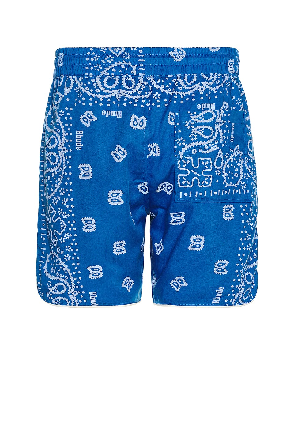 Rhude Bandana Track Short in Blue & Creme
