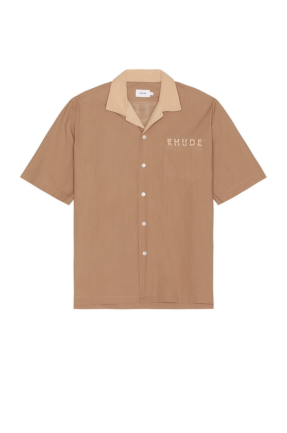 Rhude Mechanic Button Up Shirt in Tan & Brown