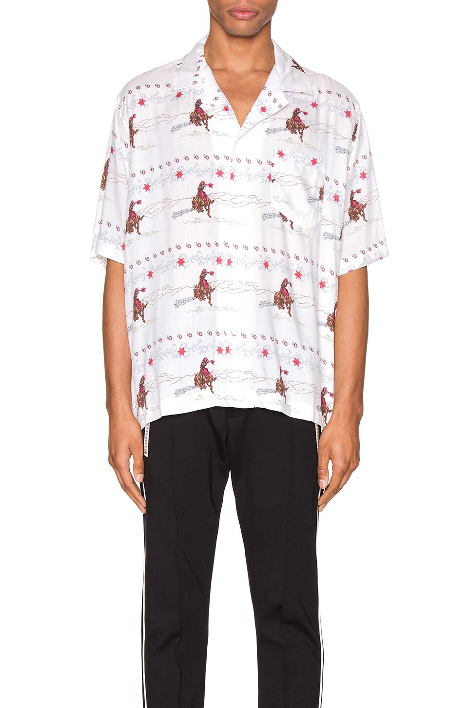 Rhude Cowboy Hawaiian Shirt in White 