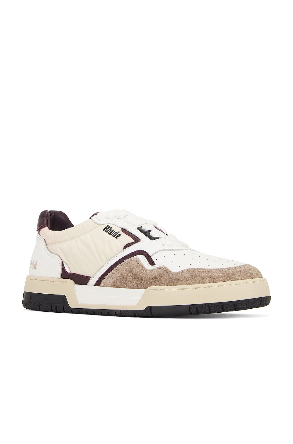 Rhude Racing Sneaker in White, Maroon, & Beige