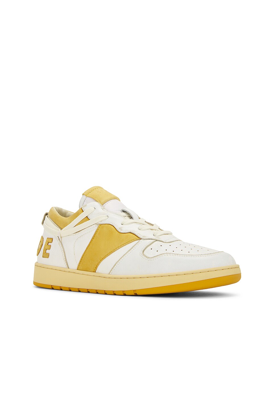Rhude Rhecess Low Sneaker in White & Mustard