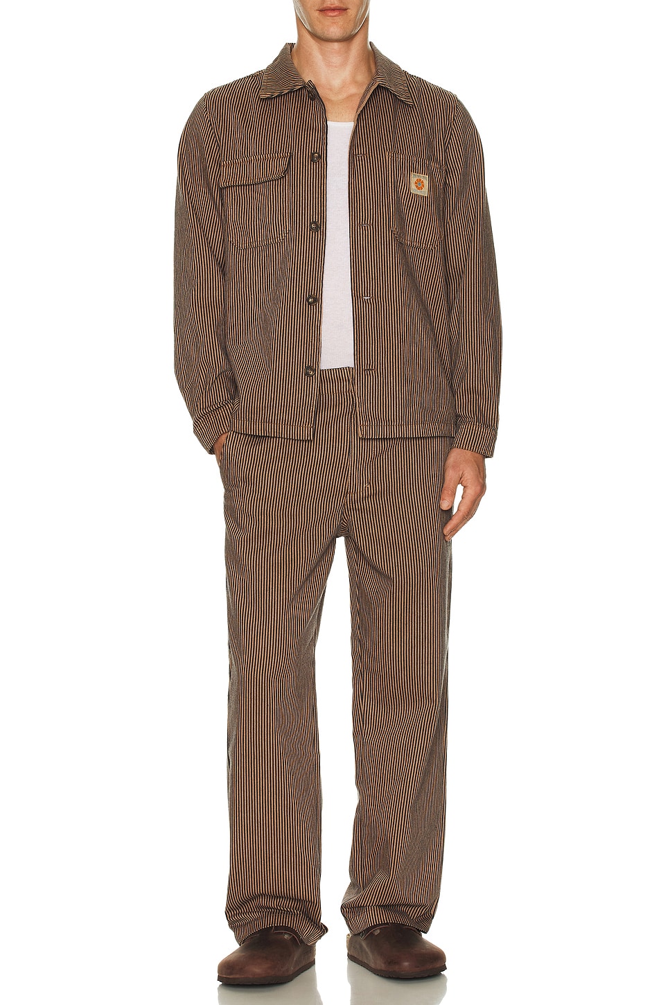 Rhythm Hickory Stripe Work Shirt in Cedar | REVOLVE