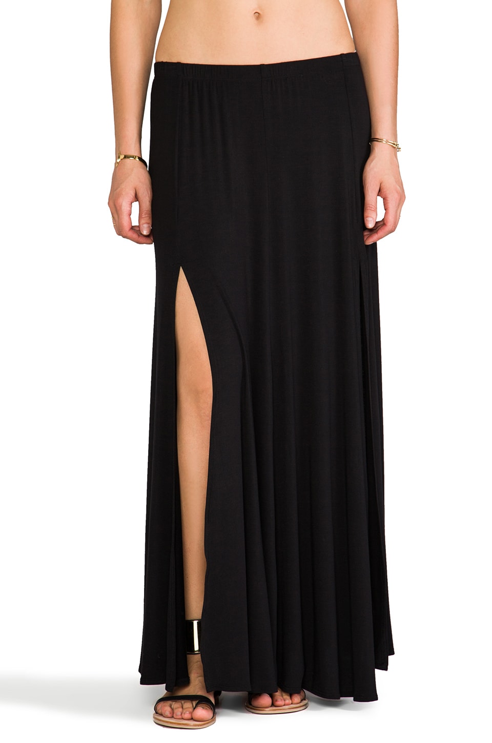 Riller & Fount Simon Double Front Slit Maxi Skirt in Black | REVOLVE