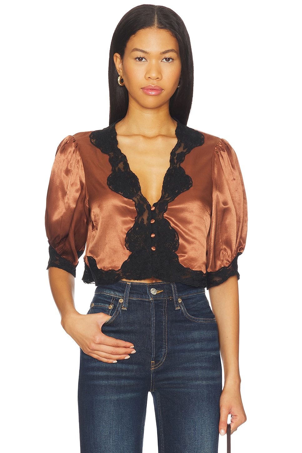 RIXO - Yasmin Top | Plush