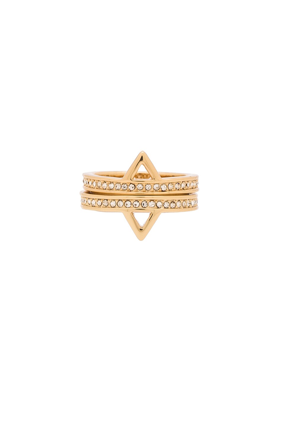 Rebecca Minkoff Triangle Stack Ring in 12kt Crystal