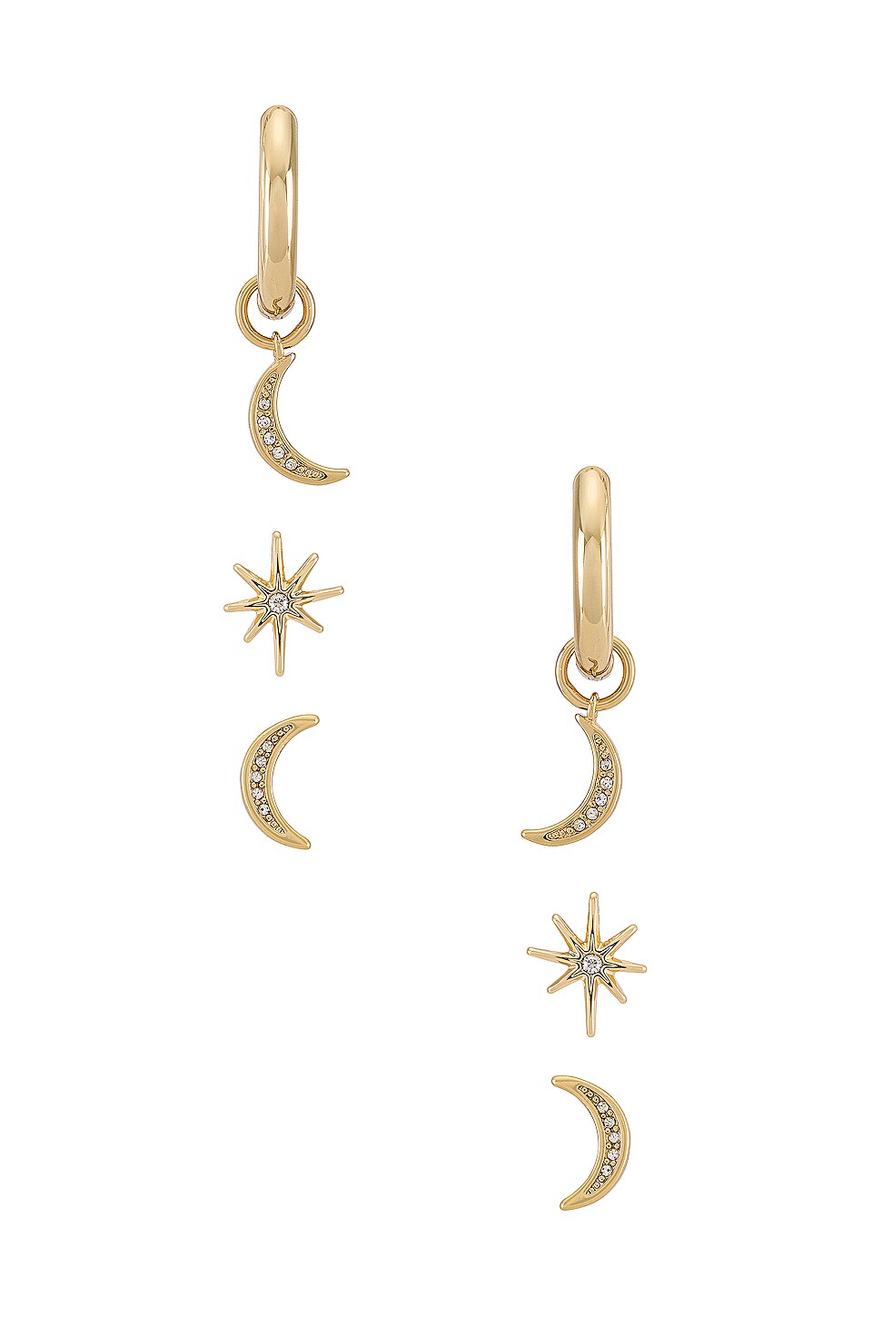 Rebecca Minkoff Celestial Mini Stud & Huggie Trio Set in Gold | REVOLVE