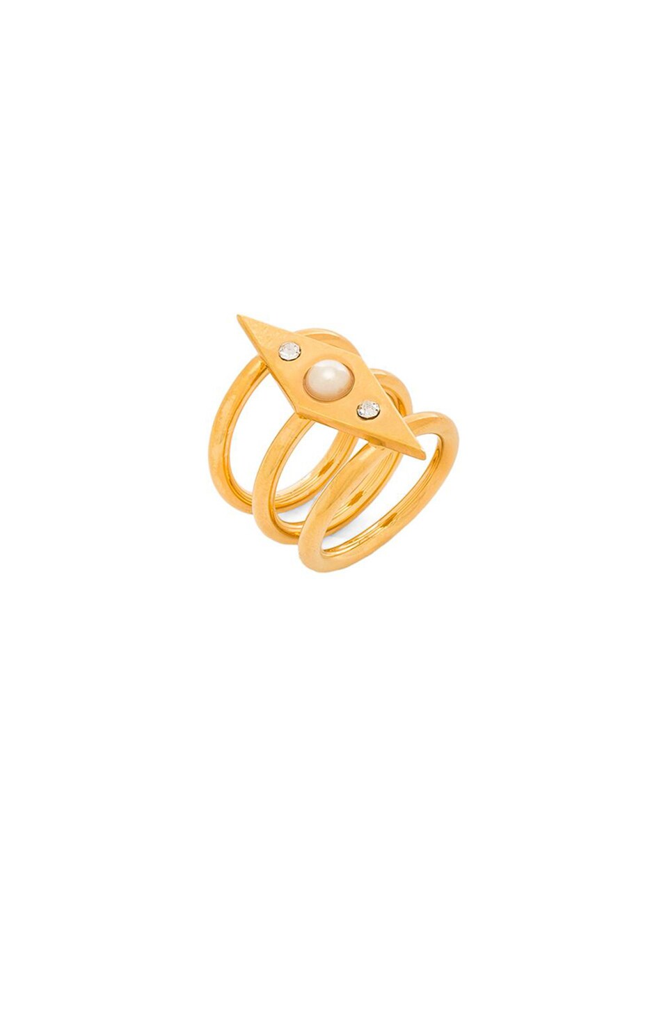 Rebecca Minkoff Pearl Crystal Ring in Gold & Pearl
