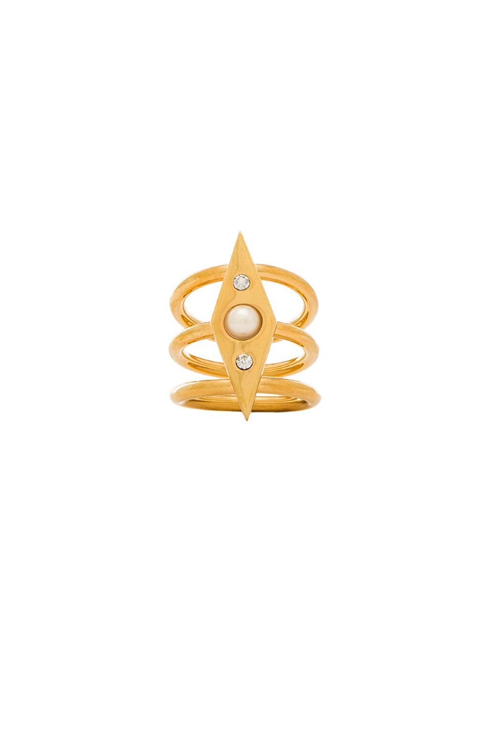 Rebecca Minkoff Pearl Crystal Ring in Gold & Pearl