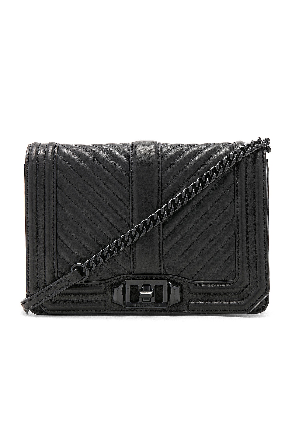 Rebecca Minkoff Chevron Quilted Small Love Crossbody Bag - Black