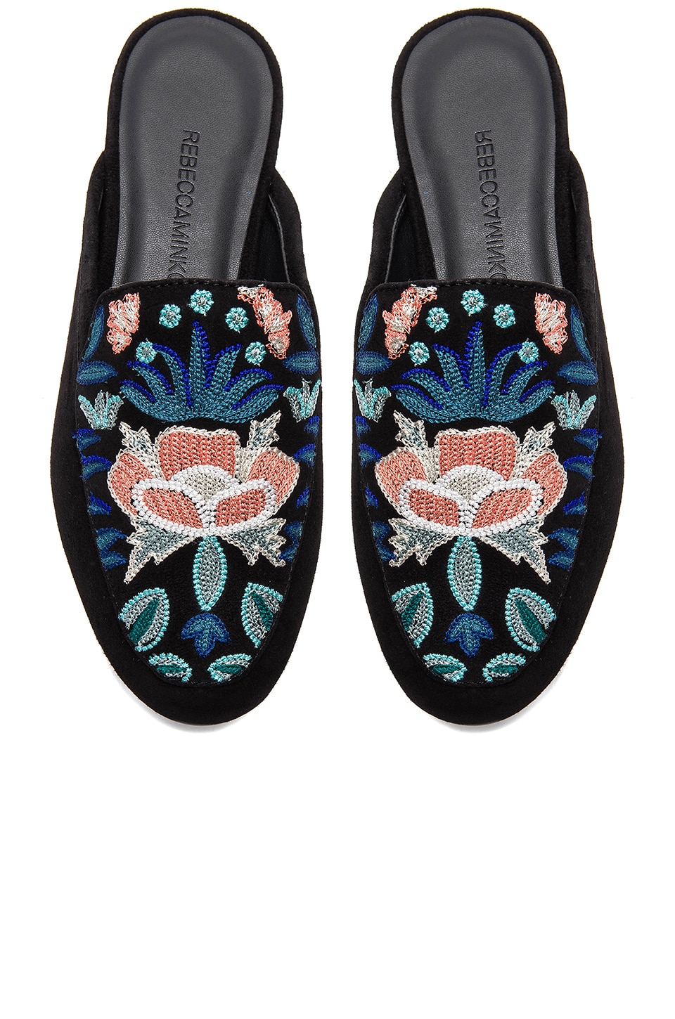 REBECCA MINKOFF Raylee Floral Loafer Mule in Floral Embroidery/Black ...