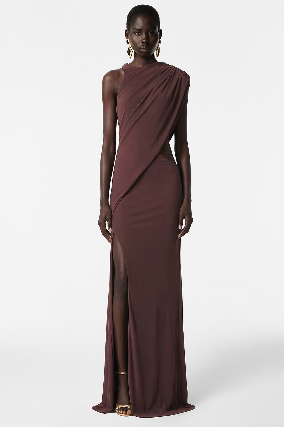 brown dresses revolve Mermaid V Neck Split Bridesmaid Dresses – Lisposa
