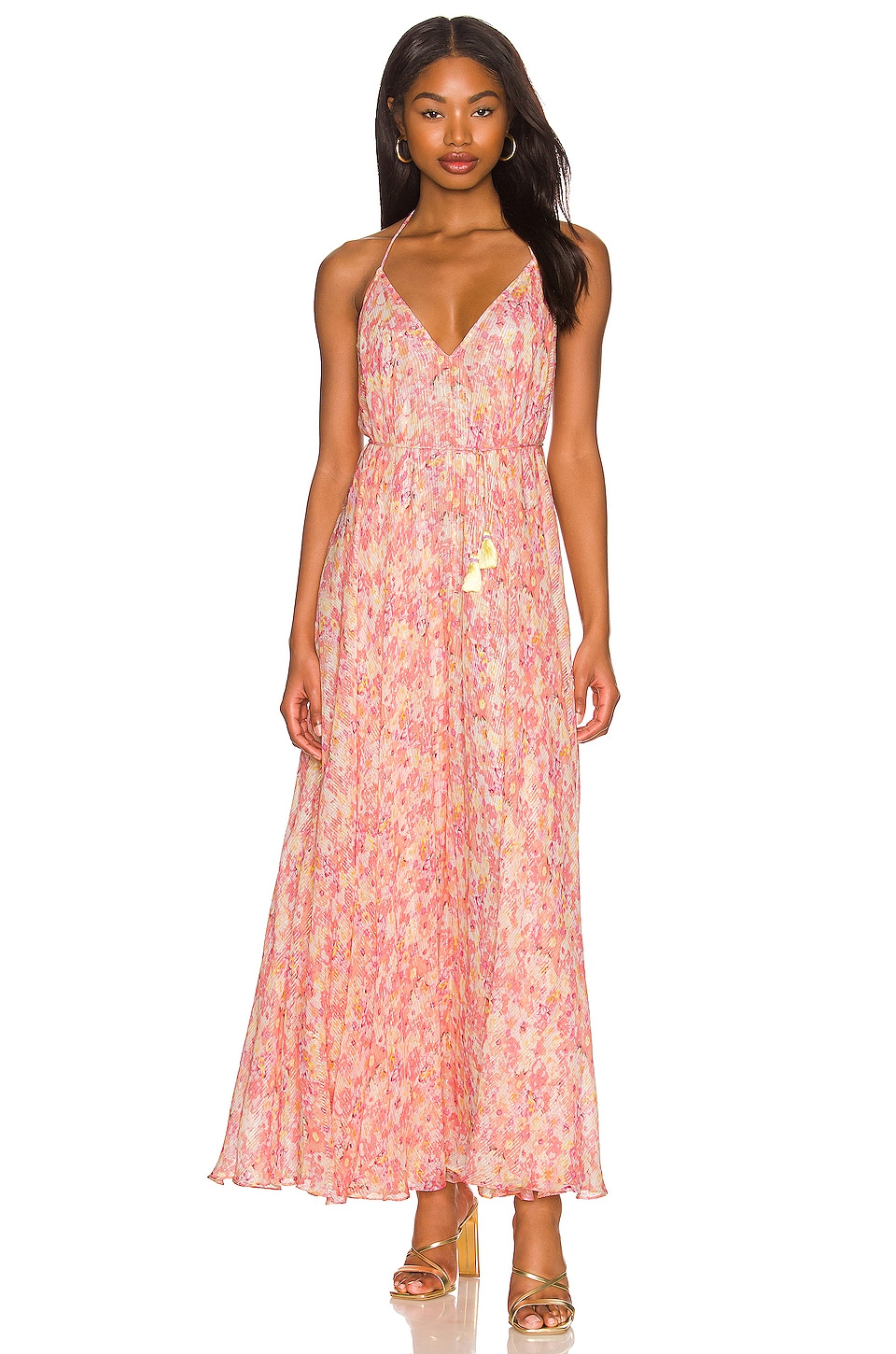 ROCOCO SAND Long Dress in Peach & Butter Yellow