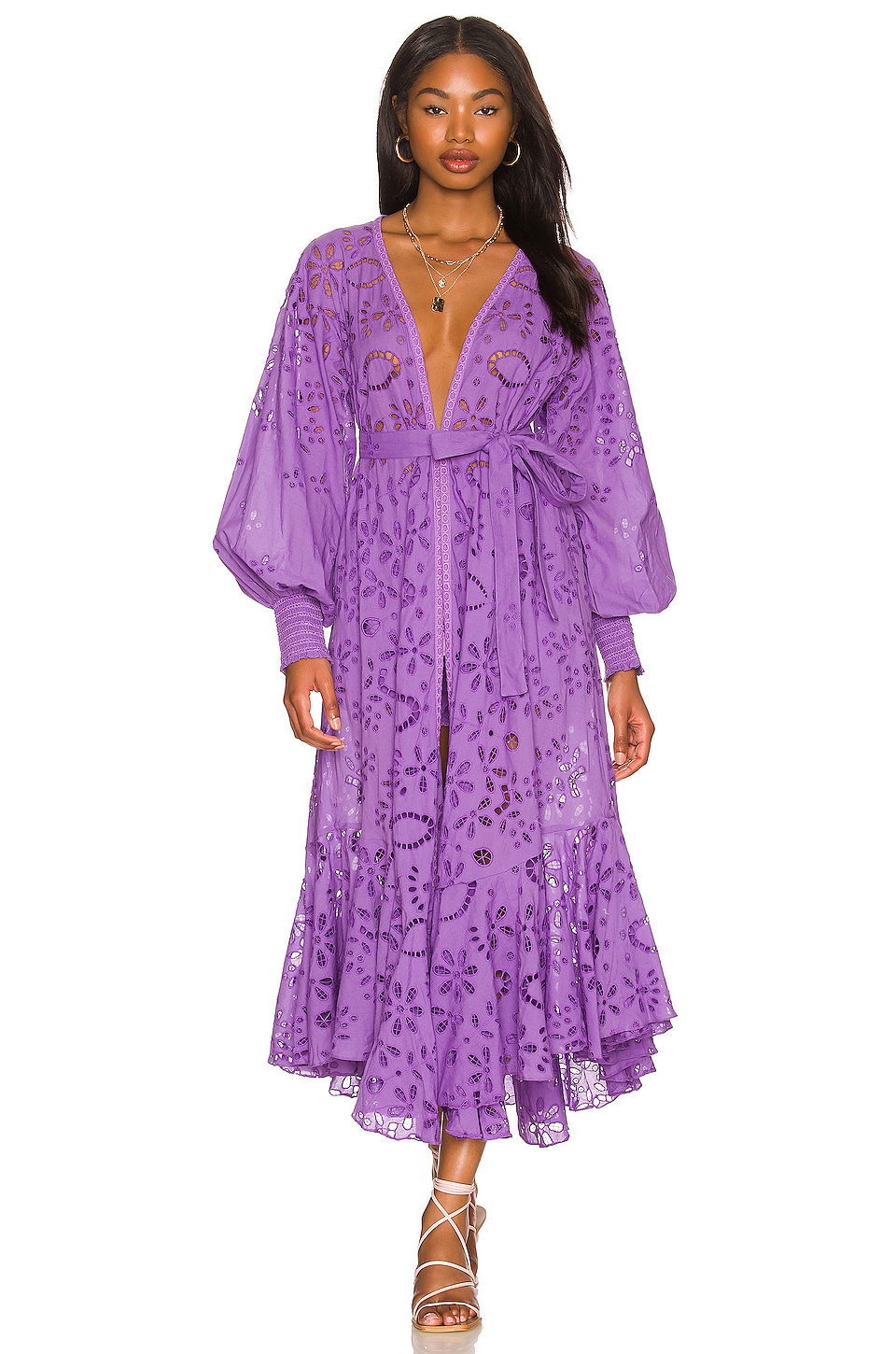 ROCOCO SAND Cape with Tie Up Belt in Violet | REVOLVE