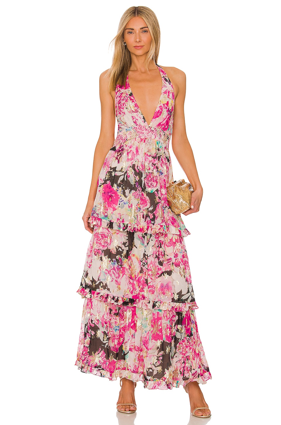 ROCOCO SAND Long Dress in Black & Pink | REVOLVE