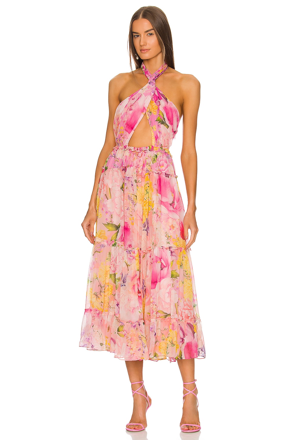 ROCOCO SAND Midi Dress in Pink & Peach | REVOLVE