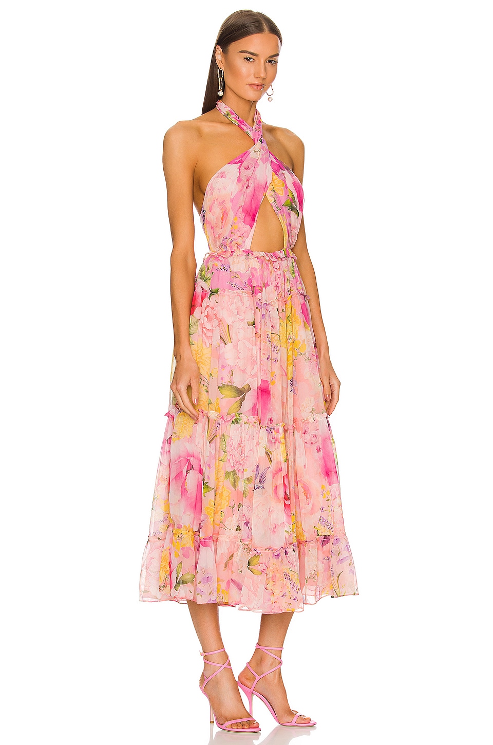 ROCOCO SAND Midi Dress in Pink & Peach | REVOLVE