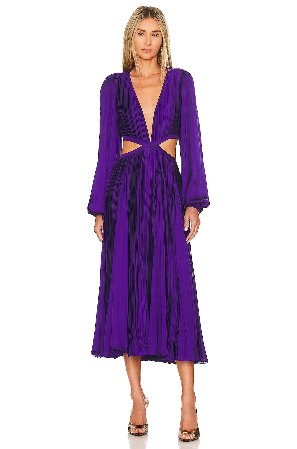 ROCOCO SAND Cassi Long Sleeve Midi Dress in Purple | REVOLVE