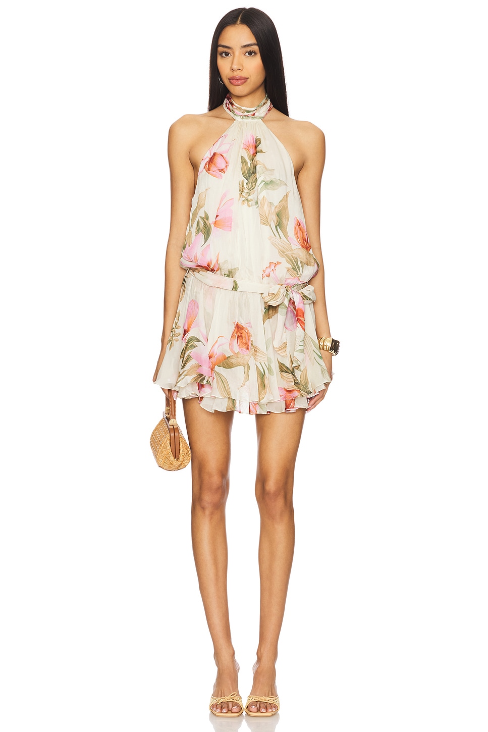 ワンピース RONRON PUMPKIN MINI DRESS CREAM FLORAL RR25BOP1469CF PUMPKIN MINI DRESS CREAM FLORAL - RONRON 론론