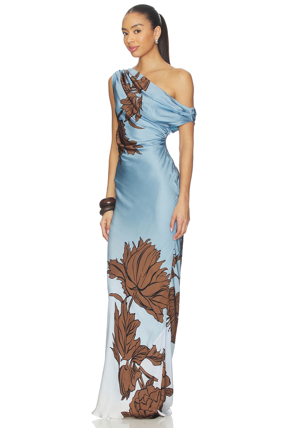 ROCOCO SAND One Shoulder Maxi Dress in Blue | REVOLVE