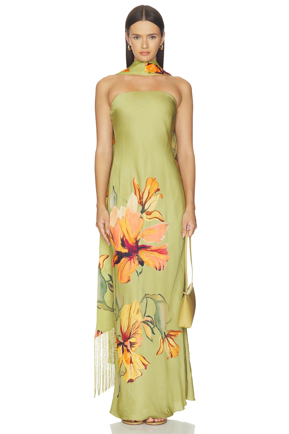 Strapless Maxi Dress With Fringe Sash - thumbnail 2