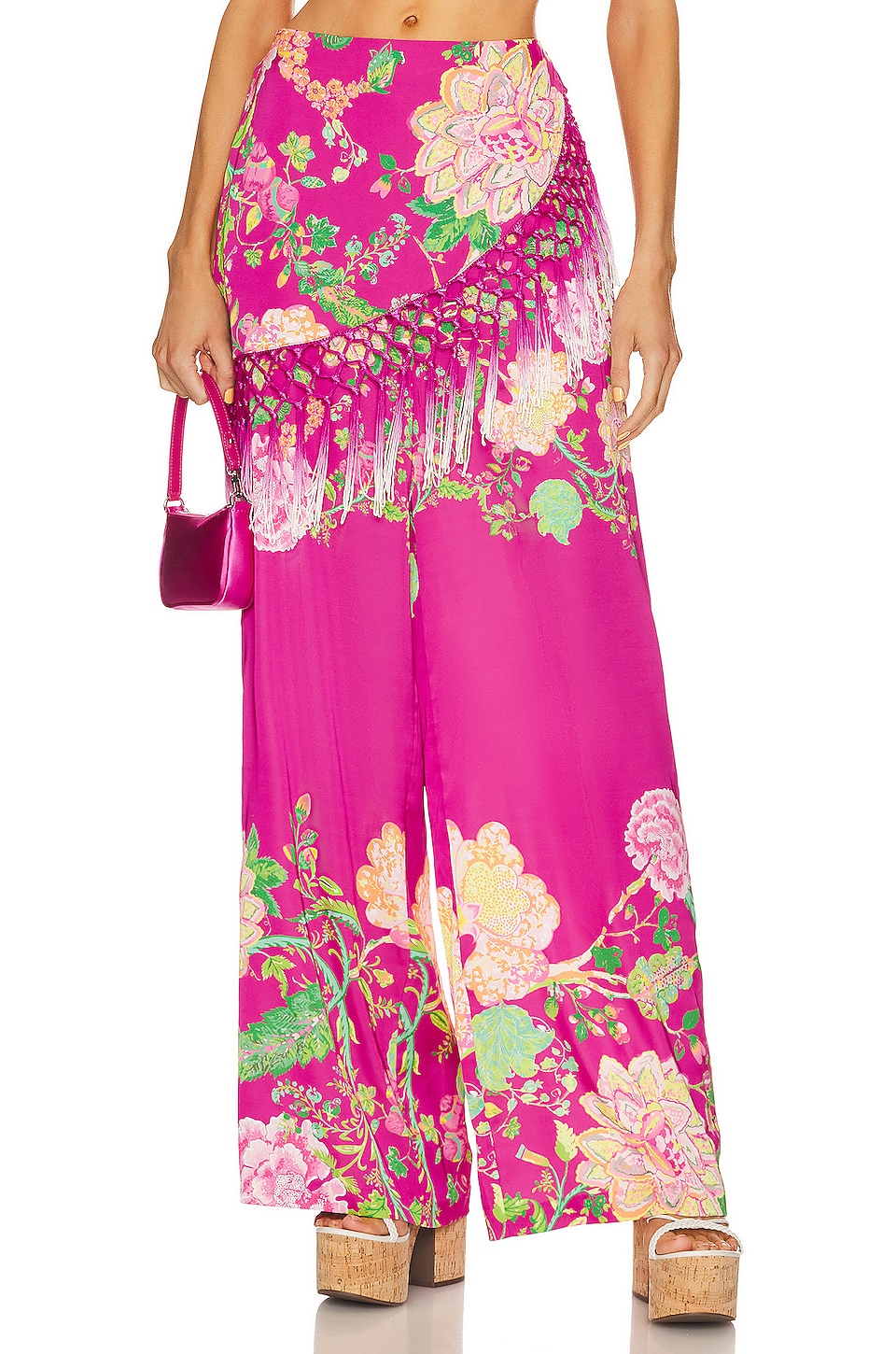 L'AGENCE Gavin Wide Leg Pant in Pink Blush Tropical Floral