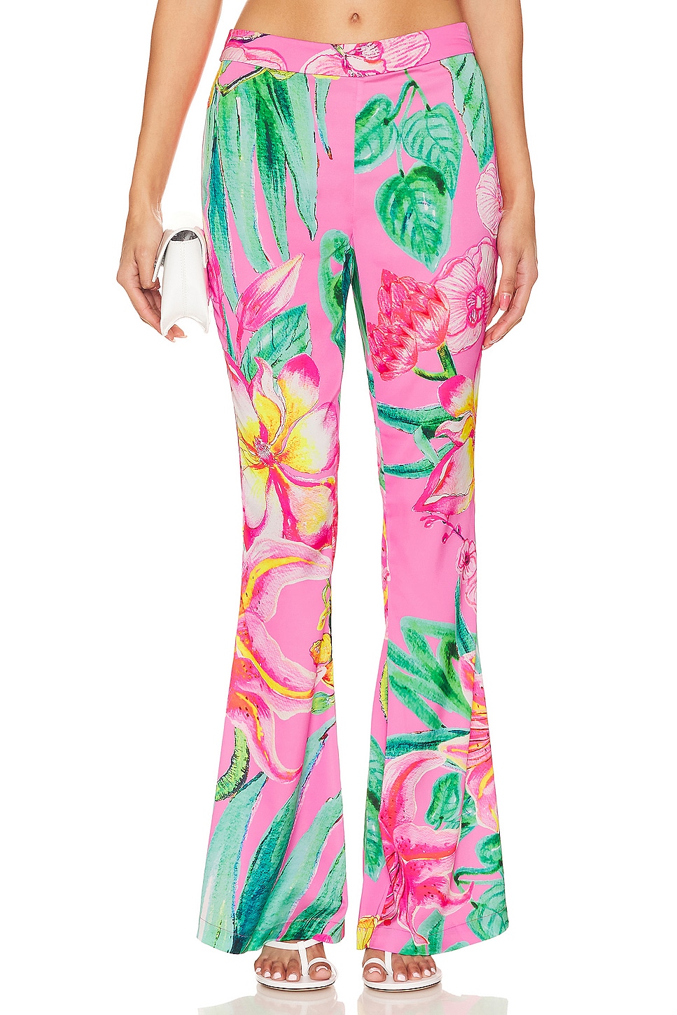 ROCOCO SAND Megan Flare Pants in Pink Floral