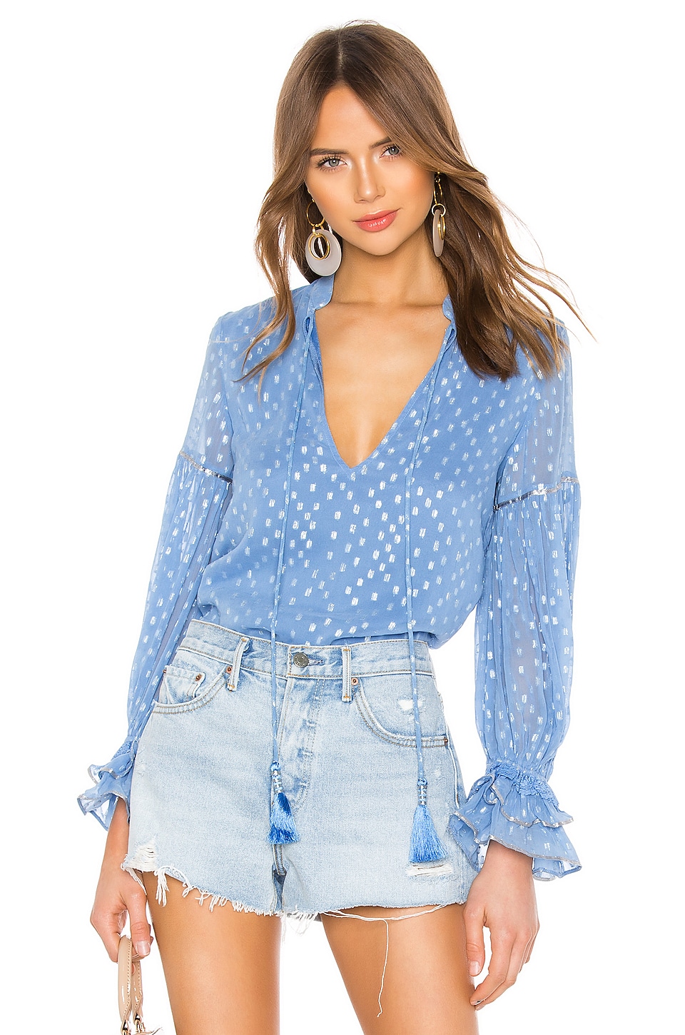 ROCOCO SAND Orlean Blouse in Blue | REVOLVE