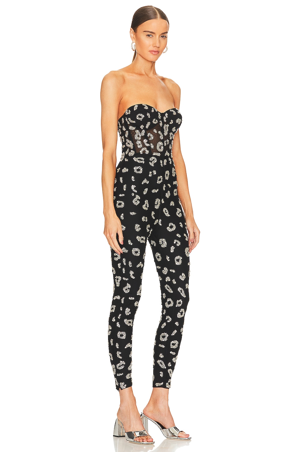 retrofete Kendall Jumpsuit in Black & Silver Leopard
