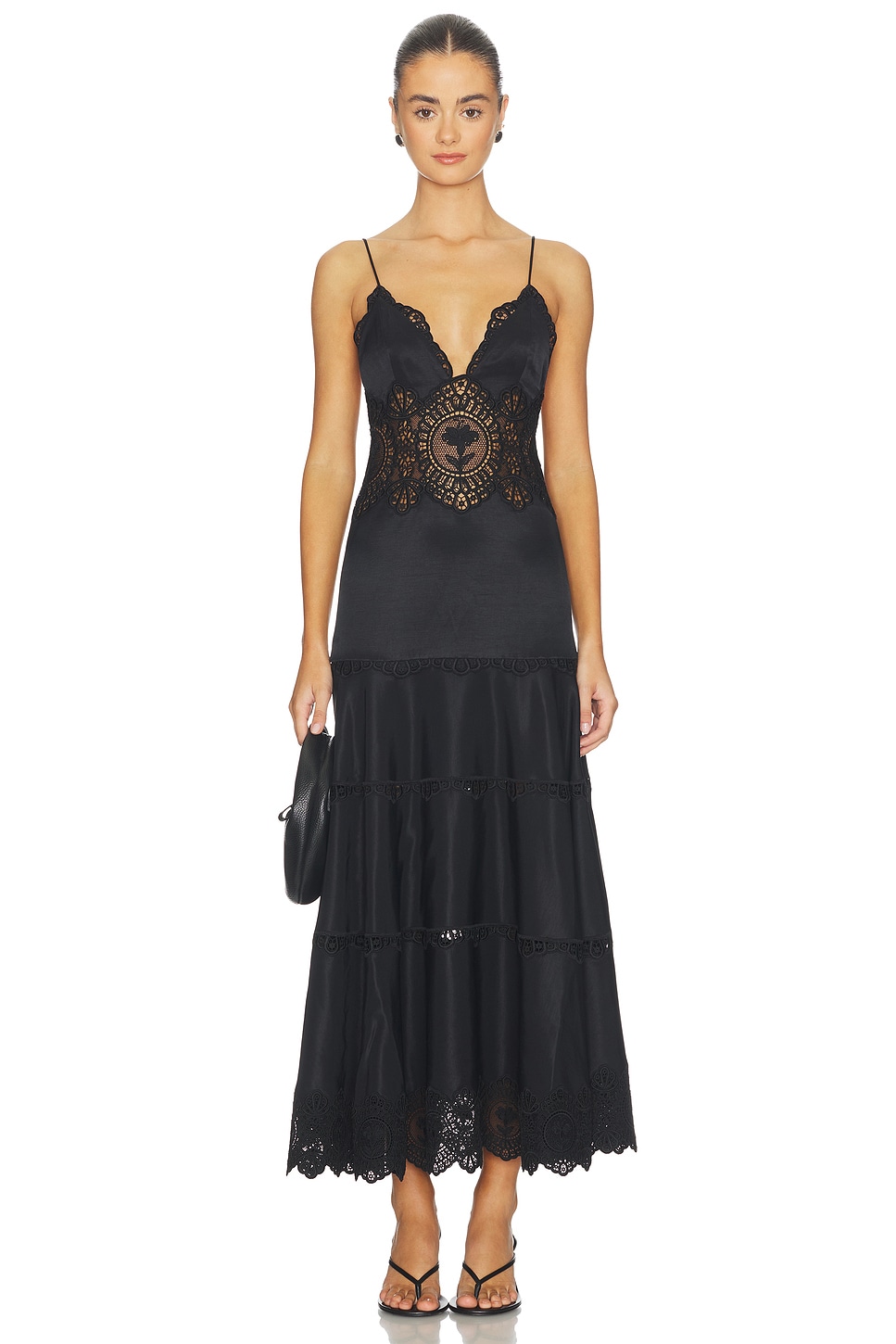 vestido black lace dress BLACK LACE DRESS WITH NECKLINE main image 0