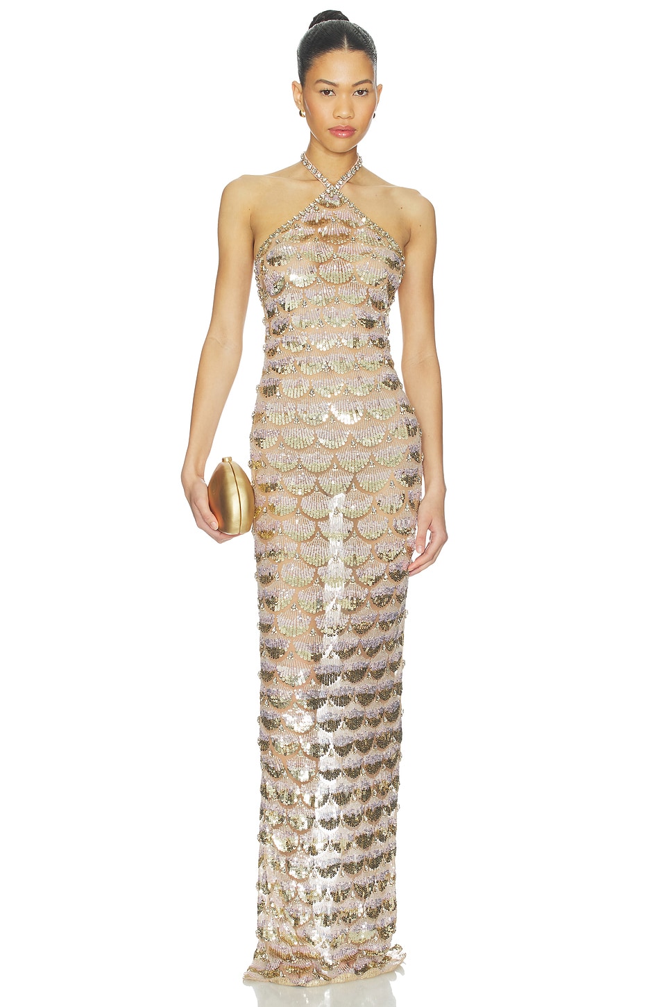 retrofete Genovia Embroidered Dress in Nude & Champagne | REVOLVE