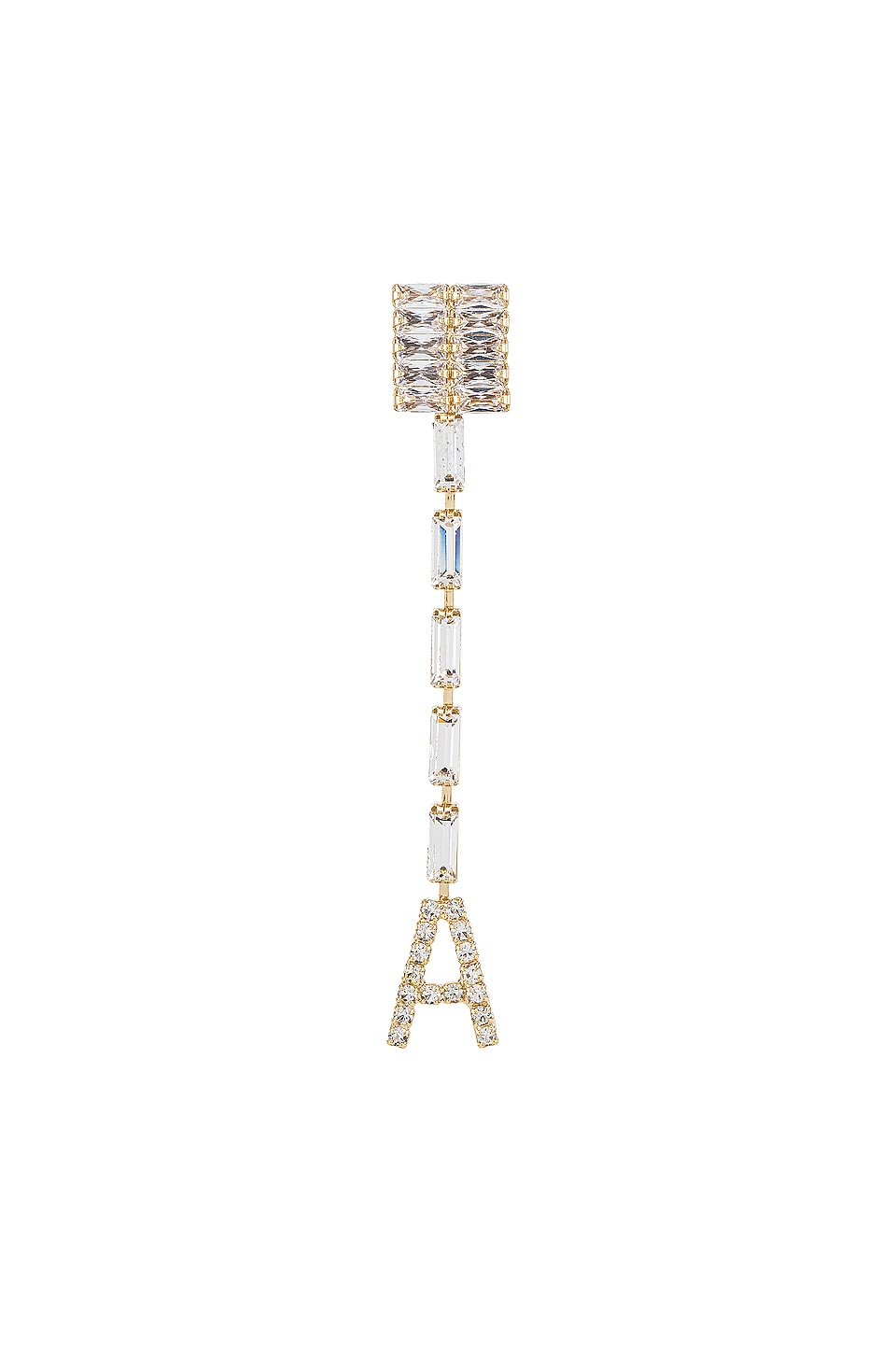 Image 1 of Lara Block Crystal Letter Drop Earring in Crystal & Shiny Gold