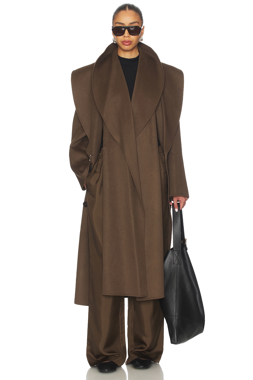 Rohe Double-Faced Wool Scarf Coat in Taupe | REVOLVE