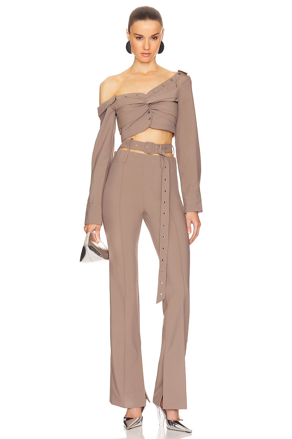 トップス rokh DOUBLE LAYERED CROPPED BLOUSE rokh DOUBLE LAYERED CROPPED BLOUSE