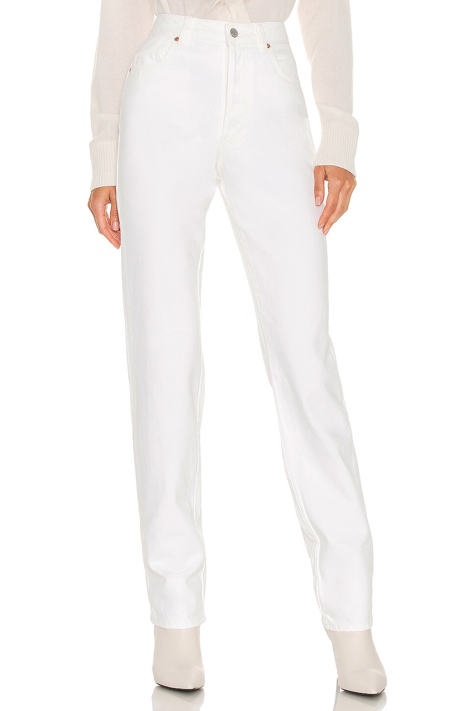 white straight leg jean