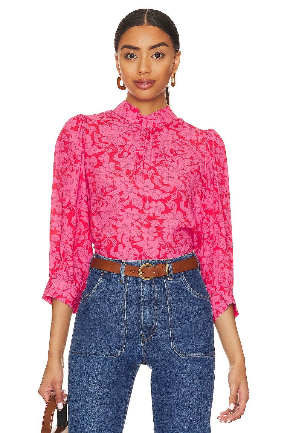 ROLLA'S Ivy Floral Stephanie Top in SCARLET