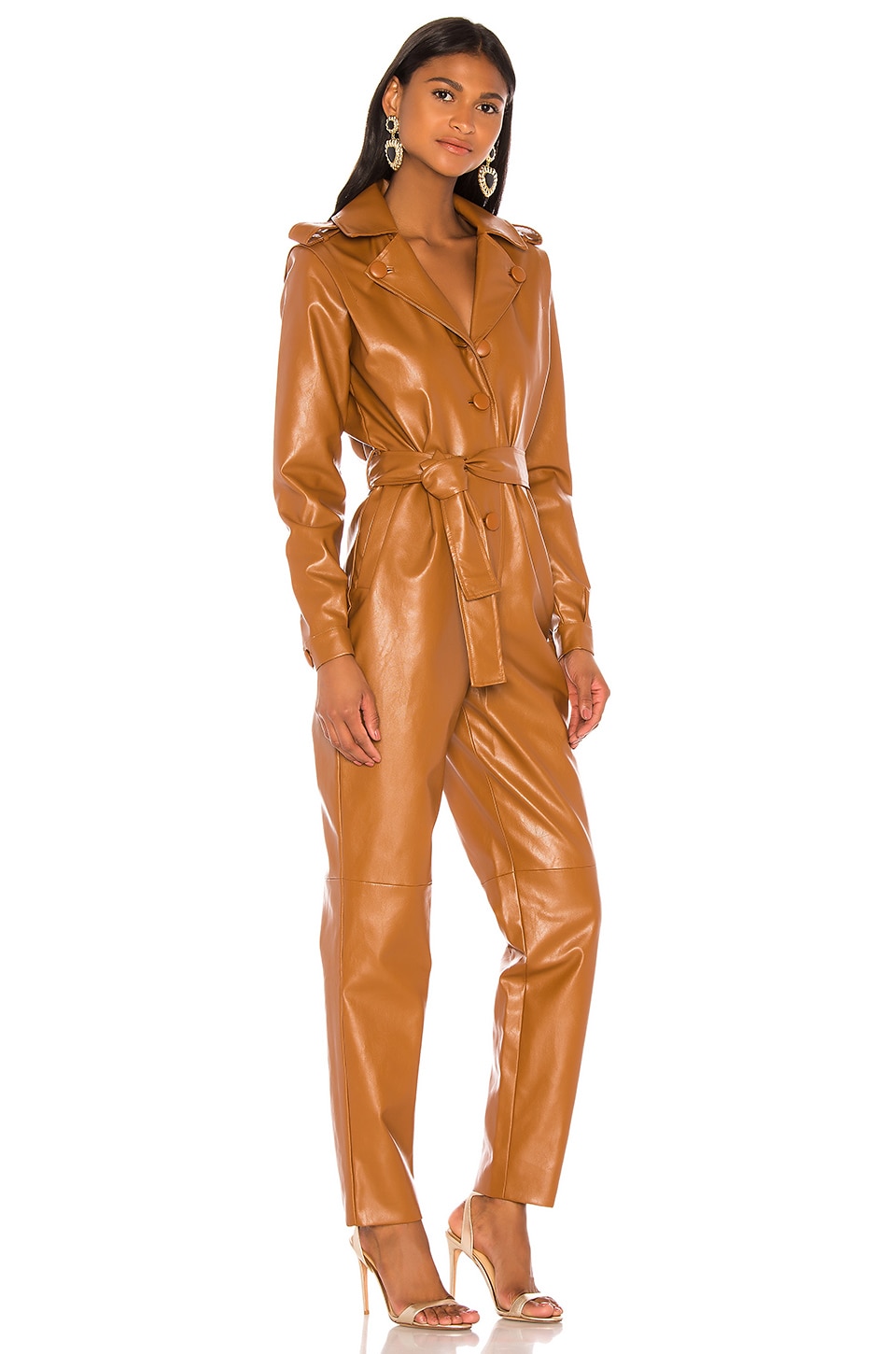 Ronny Kobo Alie Faux Leather Jumpsuit in Cognac REVOLVE