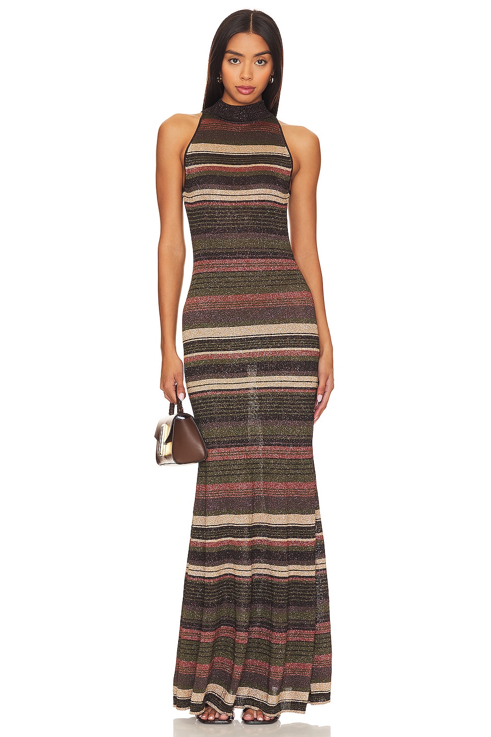 Ronny Kobo Arlo Knit Dress in Forest & Brown