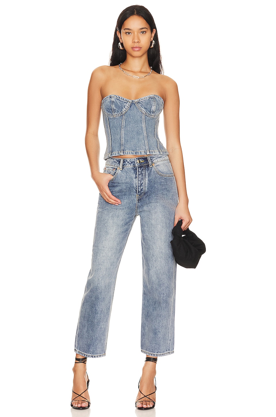 Ronny Kobo Sasha Top in Denim Light Wash REVOLVE