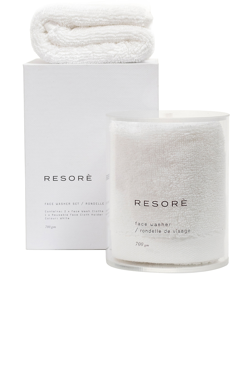 Resore Set of 2 Wash Cloths With Wash Cloth Holder Toasted Almond