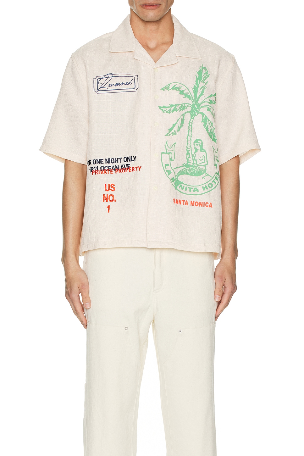 Renowned La Bonita Cropped Button Up Shirt in Off White | REVOLVE