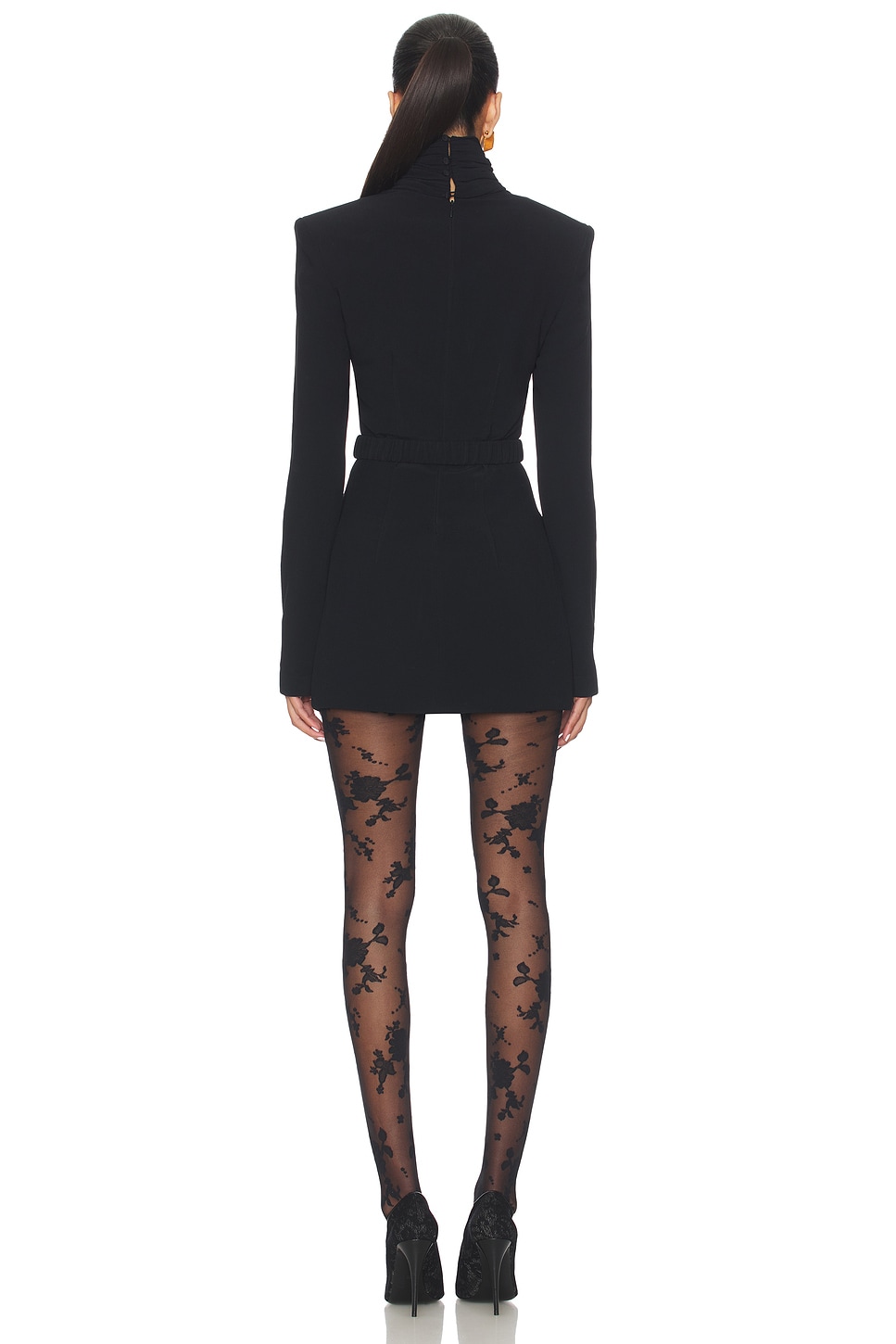 long sleeve dress with black tights Xaden Wool Mix Knit Mini Dress / Black | MESHKI