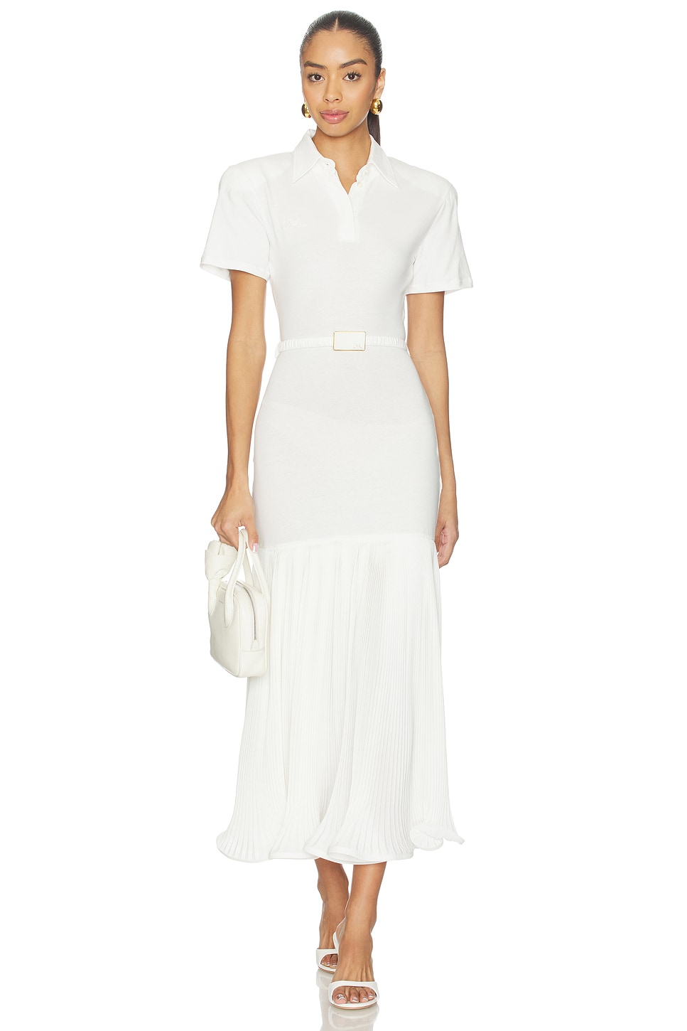 strapless open back dress Zip-Front Polo Dress With Pleated Hem Wedding Guest Dresses  VOS LEE