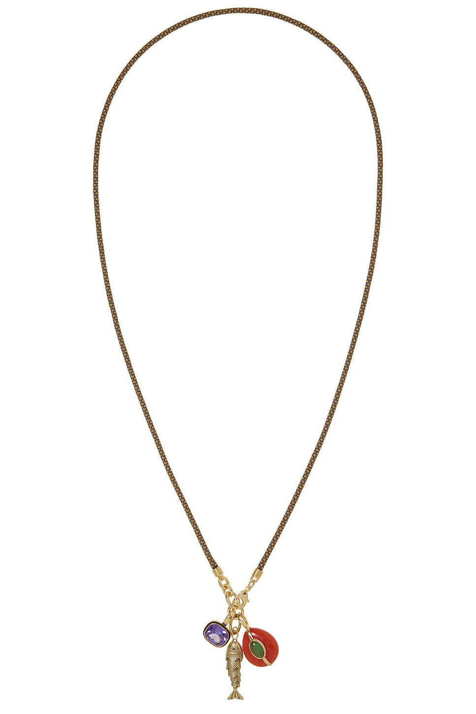 The Cubic Triple Charm Cord Pendant Necklace