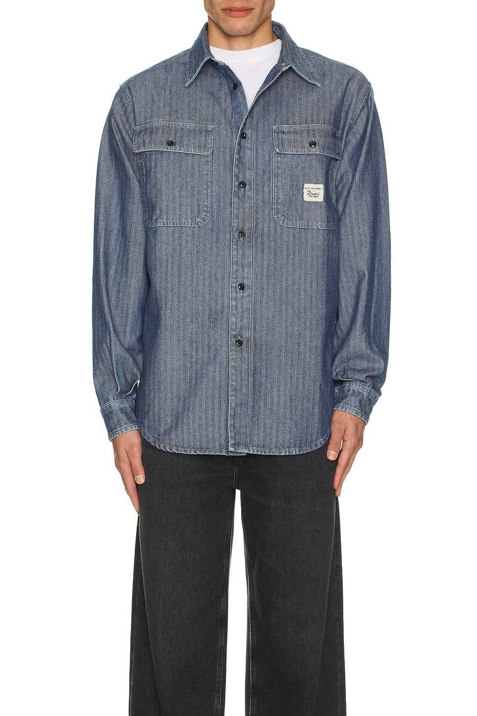 Shirt Time Off Recycled Indigo Chevron Rinse - Thumbnail 4