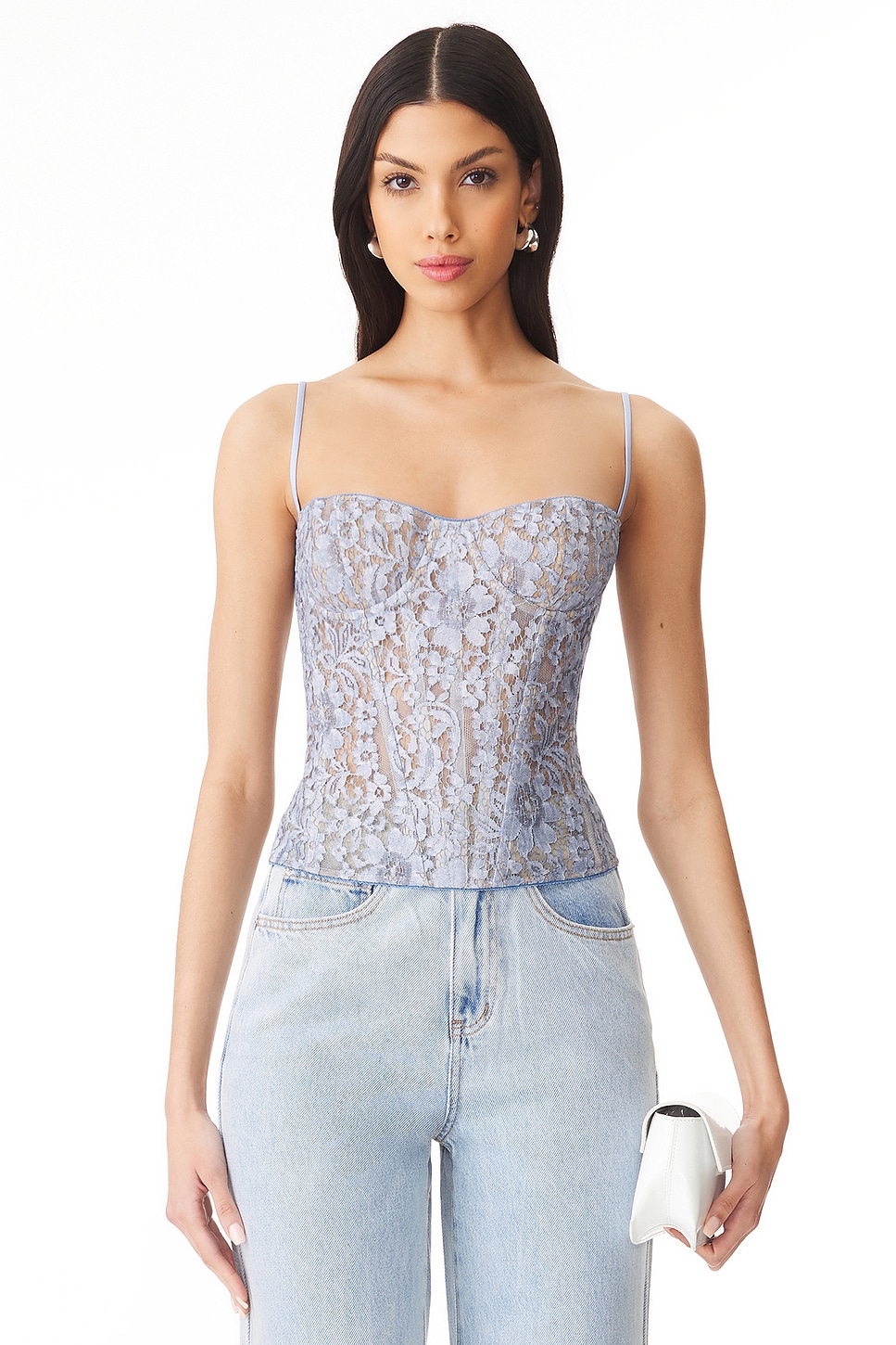 Rozie Corsets Lace Bustier Corset Top In Light Blue Revolve