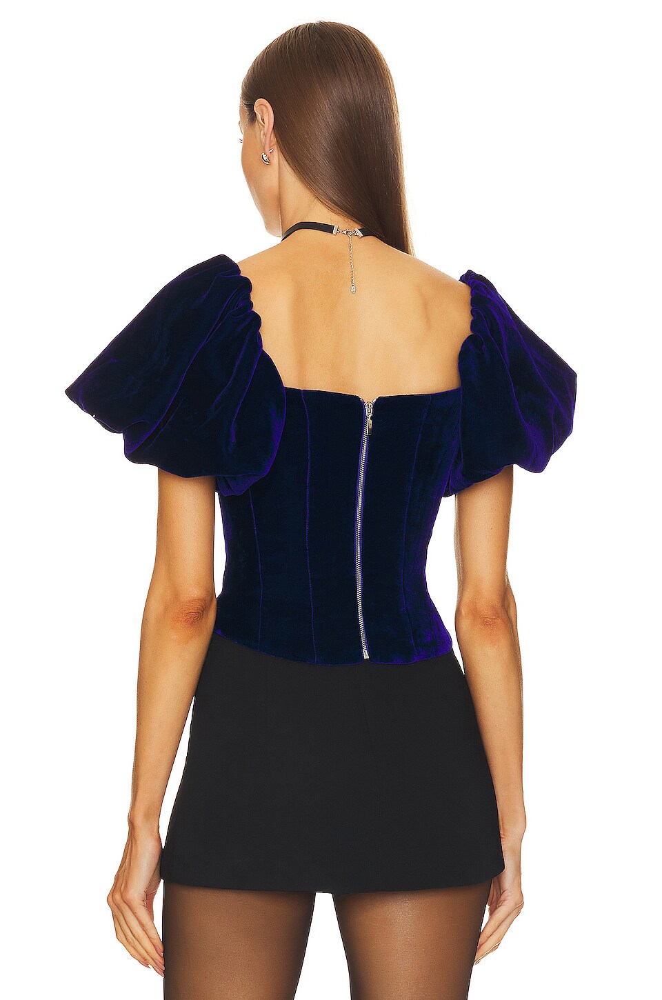 Rozie Corsets Velvet Puff Sleeve Corset Top thumbnail