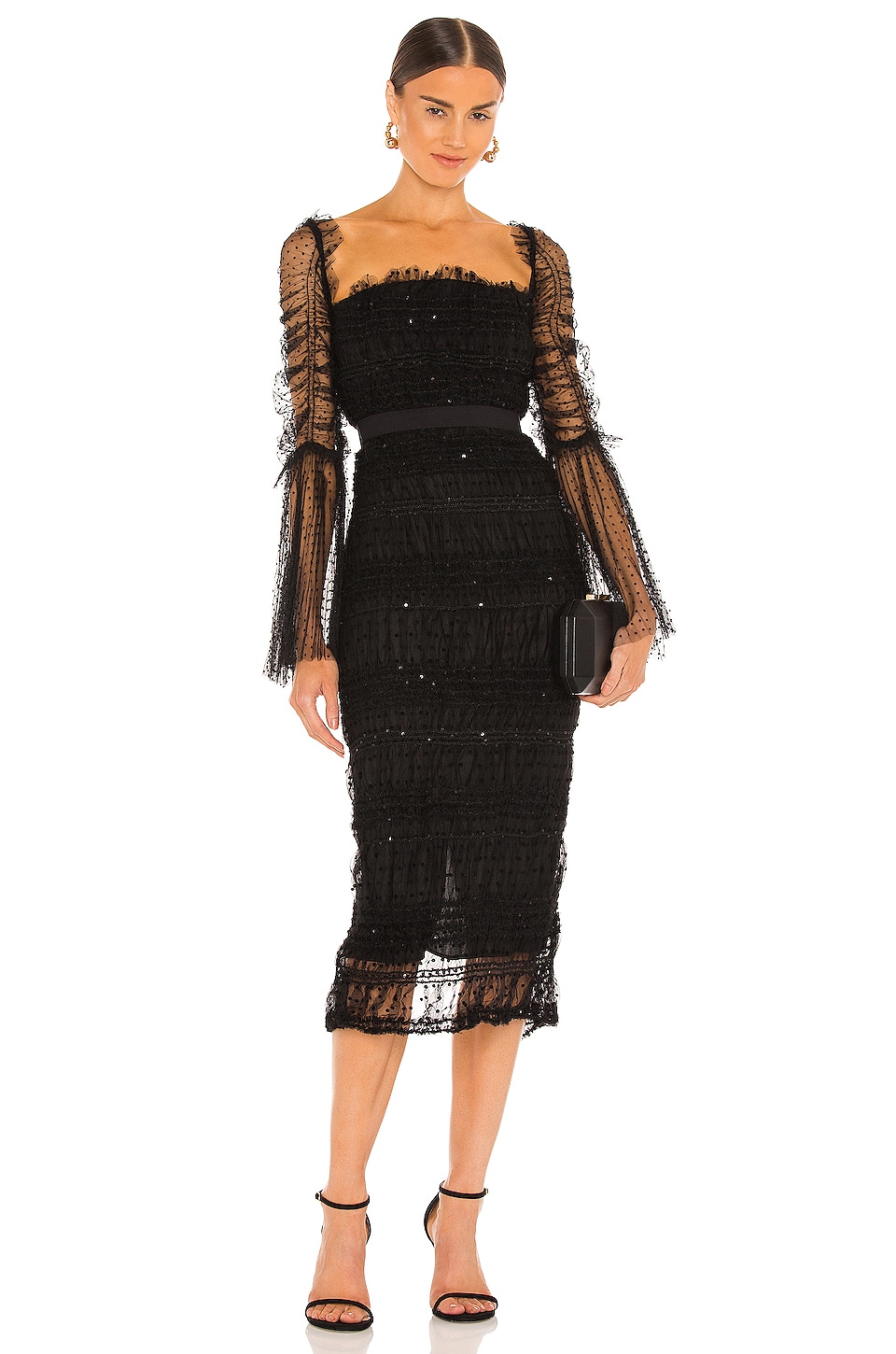 RAISSA Smocked Midi Dress in Black | REVOLVE
