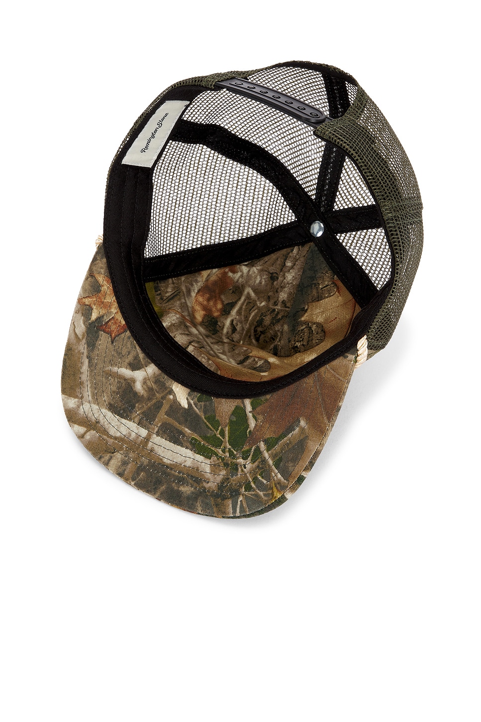 Remington Stone Brown Mesh Trucker Hat with Cream Label Remington Classic Logo Adjustable Hat - WearYourBeer main image 2
