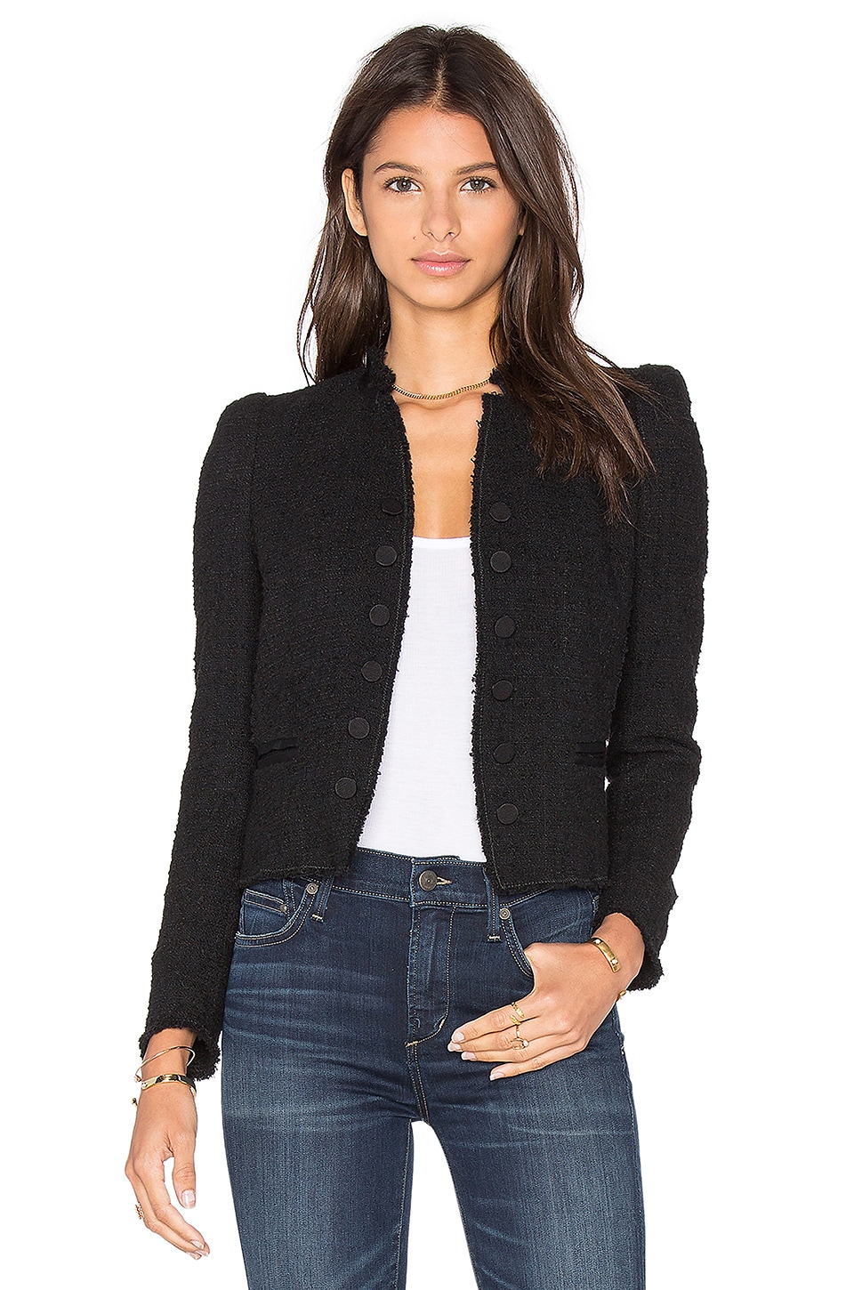 Rebecca Taylor Boucle Tweed Jacket in Black | REVOLVE